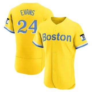 Men's Authentic Gold/Light Dwight Evans Boston Red Sox Blue 2021 City Connect Jersey