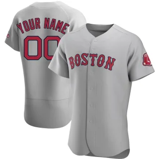 Men's Authentic Gray Custom Boston Red Sox Road Jersey