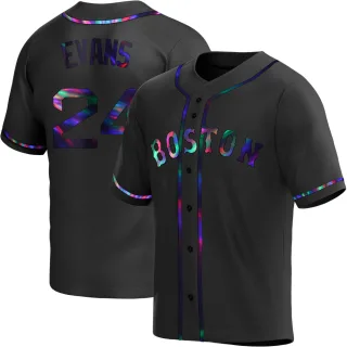 Men's Replica Black Holographic Dwight Evans Boston Red Sox Alternate Jersey