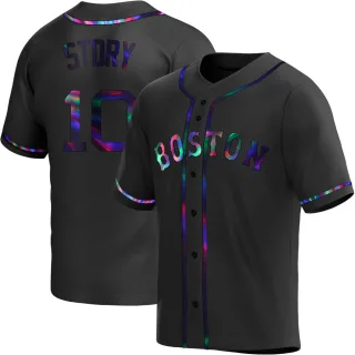 Men's Replica Black Holographic Trevor Story Boston Red Sox Alternate Jersey