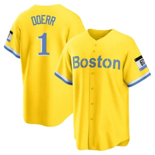 Men's Replica Gold/Light Bobby Doerr Boston Red Sox Blue 2021 City Connect Player Jersey