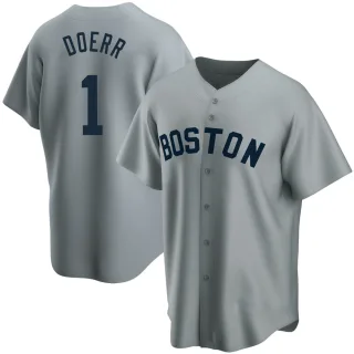 Men's Replica Gray Bobby Doerr Boston Red Sox Road Cooperstown Collection Jersey