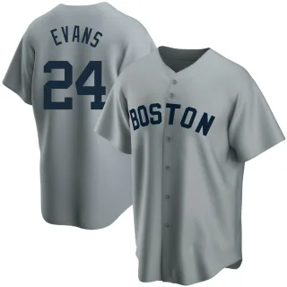 Men's Replica Gray Dwight Evans Boston Red Sox Road Cooperstown Collection Jersey
