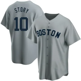 Men's Replica Gray Trevor Story Boston Red Sox Road Cooperstown Collection Jersey
