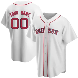 Men's Replica White Custom Boston Red Sox Home Jersey