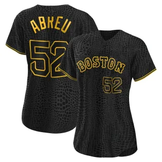 Women's Authentic Black Wilyer Abreu Boston Red Sox Snake Skin City Jersey