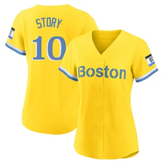 Women's Authentic Gold/Light Trevor Story Boston Red Sox Blue 2021 City Connect Player Jersey