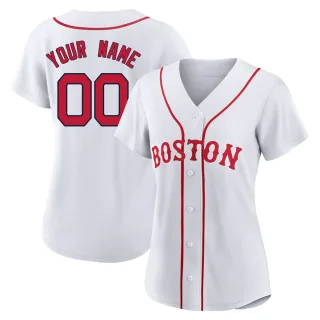 Women's Authentic White Custom Boston Red Sox 2021 Patriots' Day Jersey