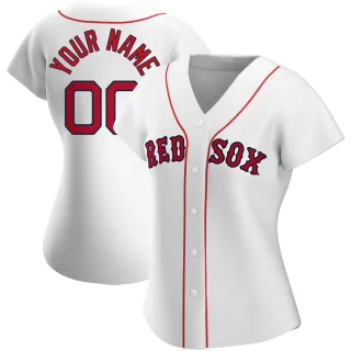 Women's Authentic White Custom Boston Red Sox Home Jersey