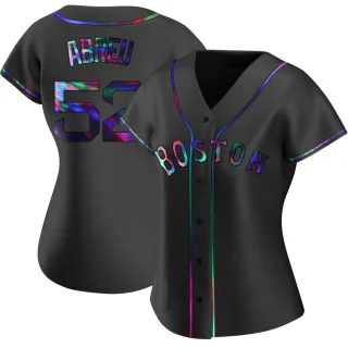 Women's Replica Black Holographic Wilyer Abreu Boston Red Sox Alternate Jersey