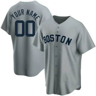 Youth Replica Gray Custom Boston Red Sox Road Cooperstown Collection Jersey